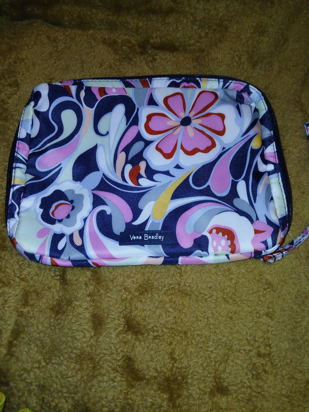 Vera Bradley Navy Pink Yellow Floral Wipe Bag.